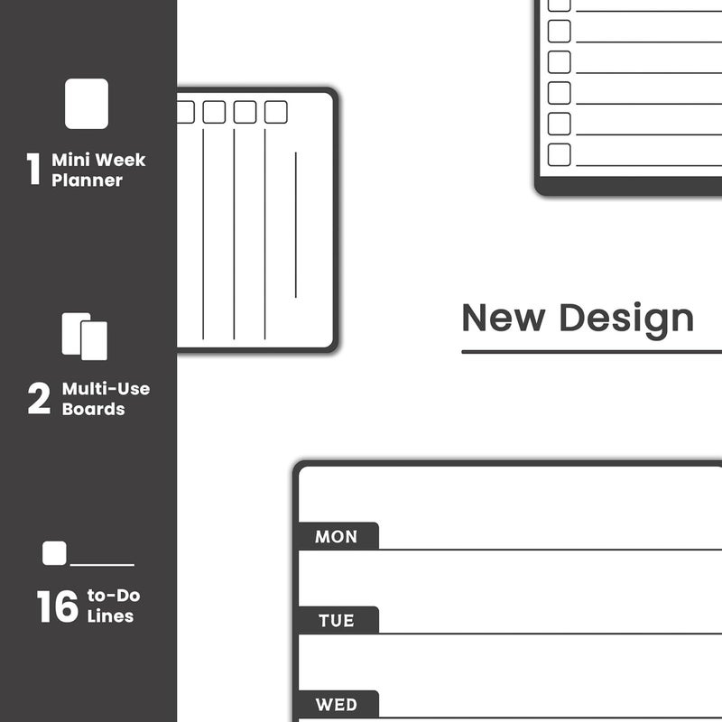 ALEZEL Weekly Dry Erase Board for Fridge, Magnetic Meal Planner Whiteboard Set - Includes Weekly Calendar for Refrigerator & 2 to Do List White Boards, 3 Markers + Eraser - Image 2